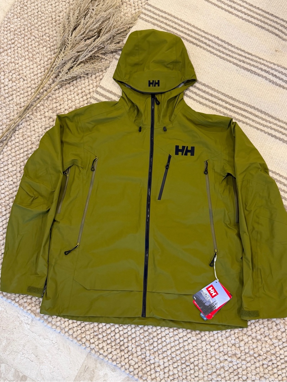 Helly Hansen Olive Green Men's Technical Hooded Ski Jacket